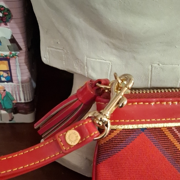 Dooney & Bourke Red and Green Plaid Wristlet - Picture 3 of 7